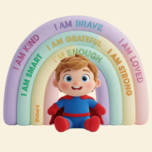 Load image into Gallery viewer, "I Am Brave, I Am Kind" - Positive Affirmations Rainbow Custom Shape Pillow - Personalized Custom Photo Gift for Kids Pillow PopCulturePrints
