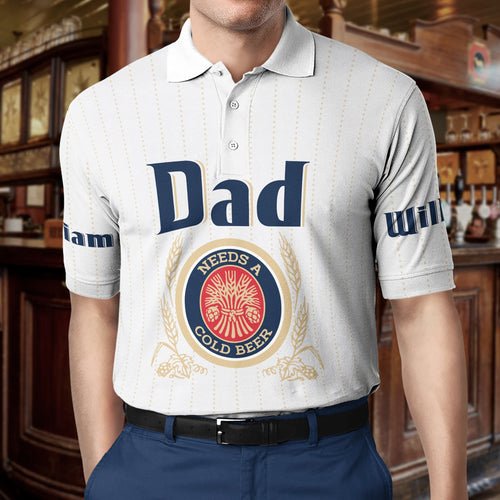 Custom Dad's 3D Polo Shirt - 'Needs a Cold Beer' Polo Shirts PopCulturePrints
