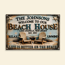 Load image into Gallery viewer, Life is Better on the Beach - Personalized Beach House Metal Sign Metal Signs PopCulturePrints

