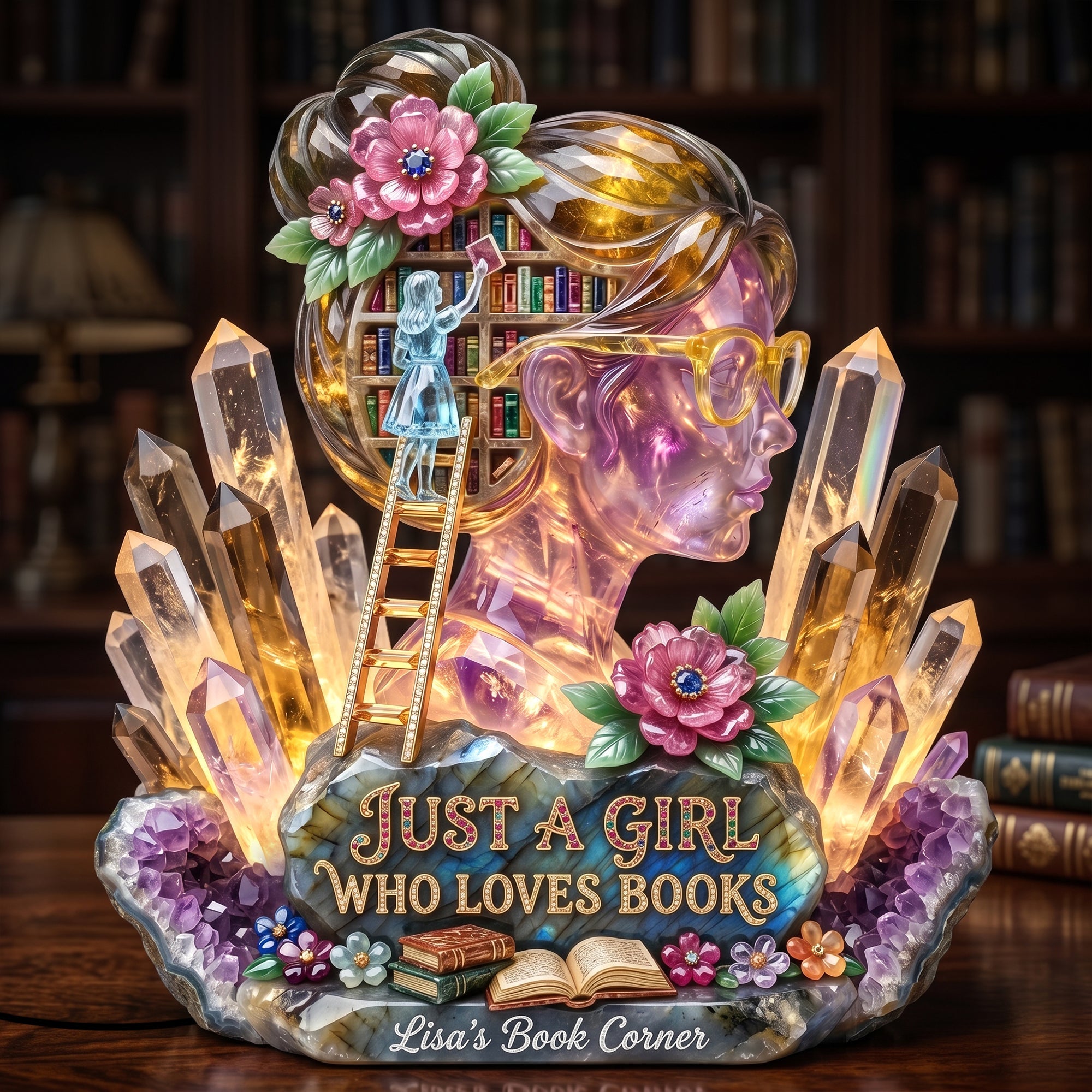 Just a Girl Who Loves Books - Personalized Acrylic Light Box for Book Lovers Light Box PopCulturePrints