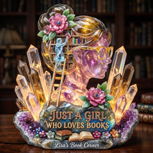 Load image into Gallery viewer, Just a Girl Who Loves Books - Personalized Acrylic Light Box for Book Lovers Light Box PopCulturePrints
