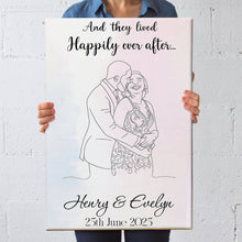 Load image into Gallery viewer, And they lived Happily ever after... - Line Art Couple Canvas - Custom Photo Gift for Couples Poster &amp; Canvas PopCulturePrints
