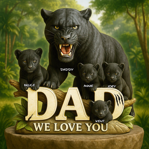 “Dad, We Love You” - Black Panther Dad Acrylic Plaque - Personalized Gift for Dad, Grandpa & More Shaped Plaques PopCulturePrints