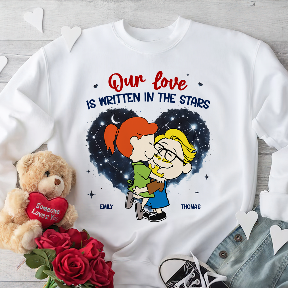 Personalized Couple Sweatshirt - Love is Written in the Stars | Valentine's Day Gifts Shirts PopCulturePrints