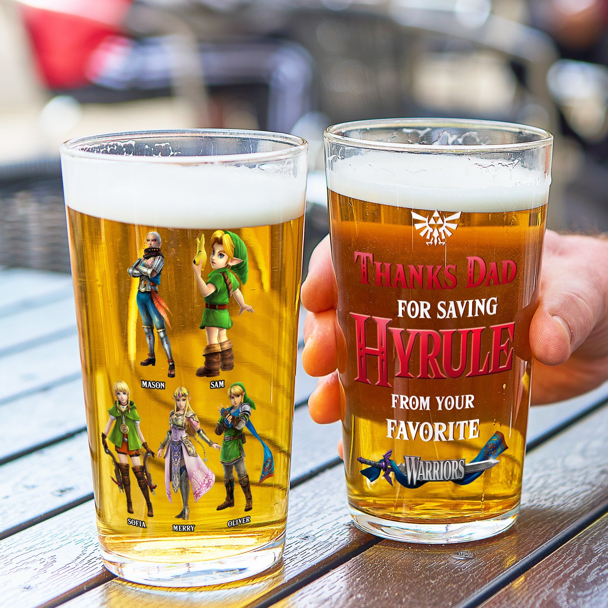 Custom Gamer Dad Beer Glass - Heroic Hyrule Theme Beer Glasses PopCulturePrints