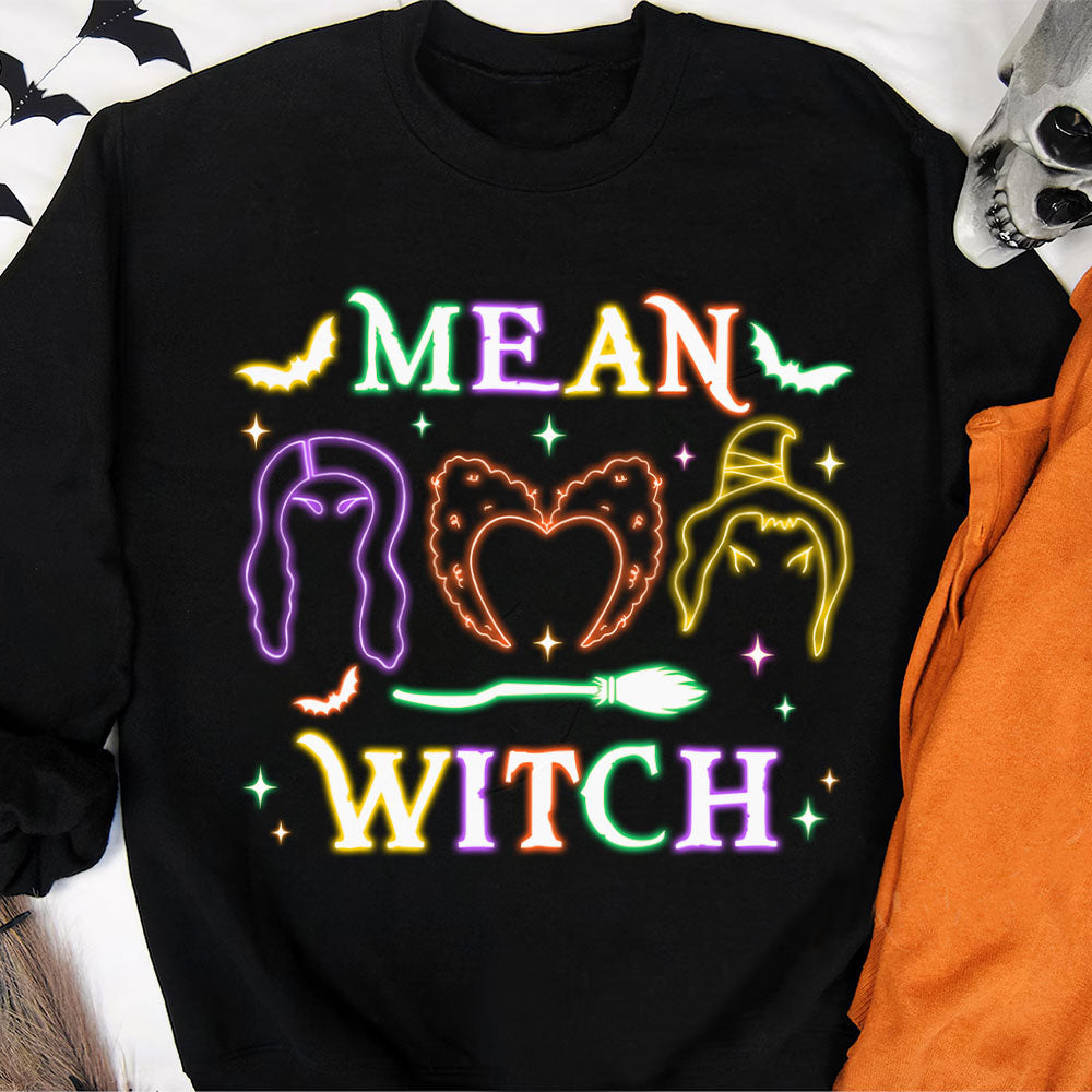 Glow in the Dark 'Mean Witch' Halloween Shirt AOP Products PopCulturePrints