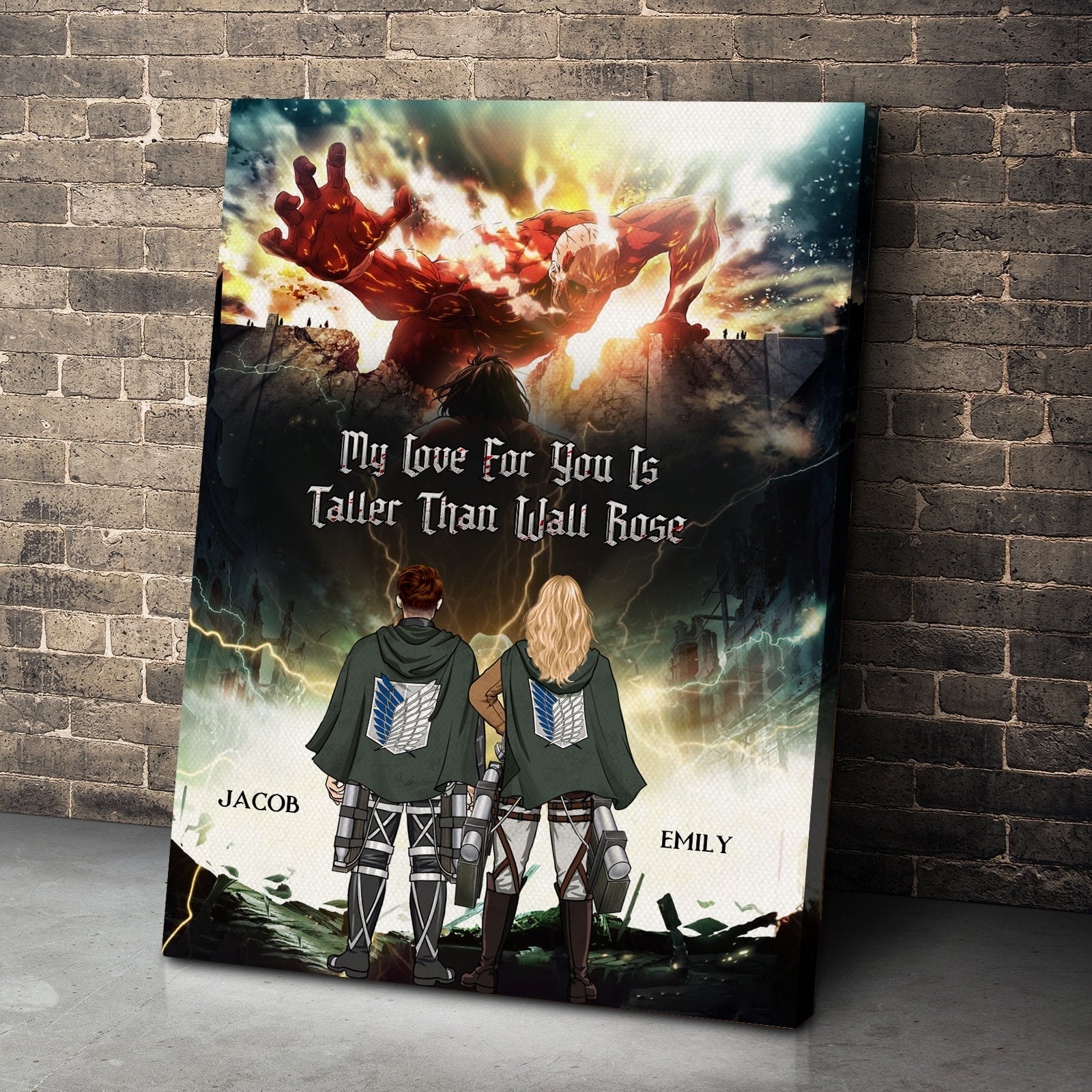 Personalized Canvas Print - My Love for You is Taller Than Wall Rose Poster & Canvas PopCulturePrints