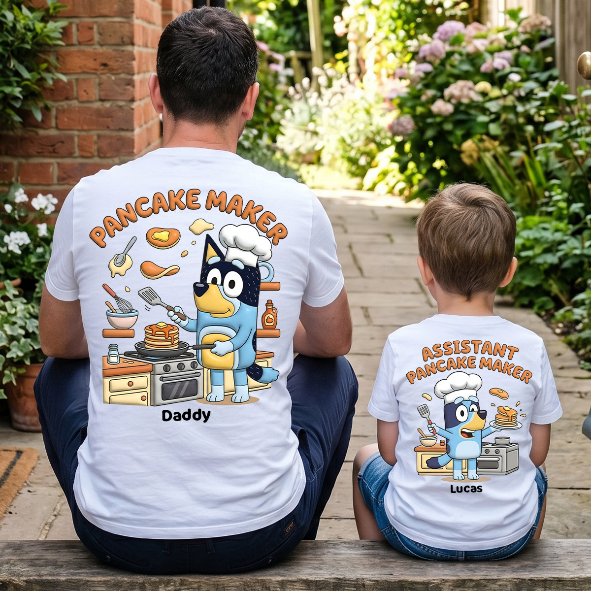 “Flip Flap for Family Fun!” - Personalized Lovely Pancake Maker Dad & Kids Shirt - Gift for Dads, Kids, Grandpas Shirts PopCulturePrints