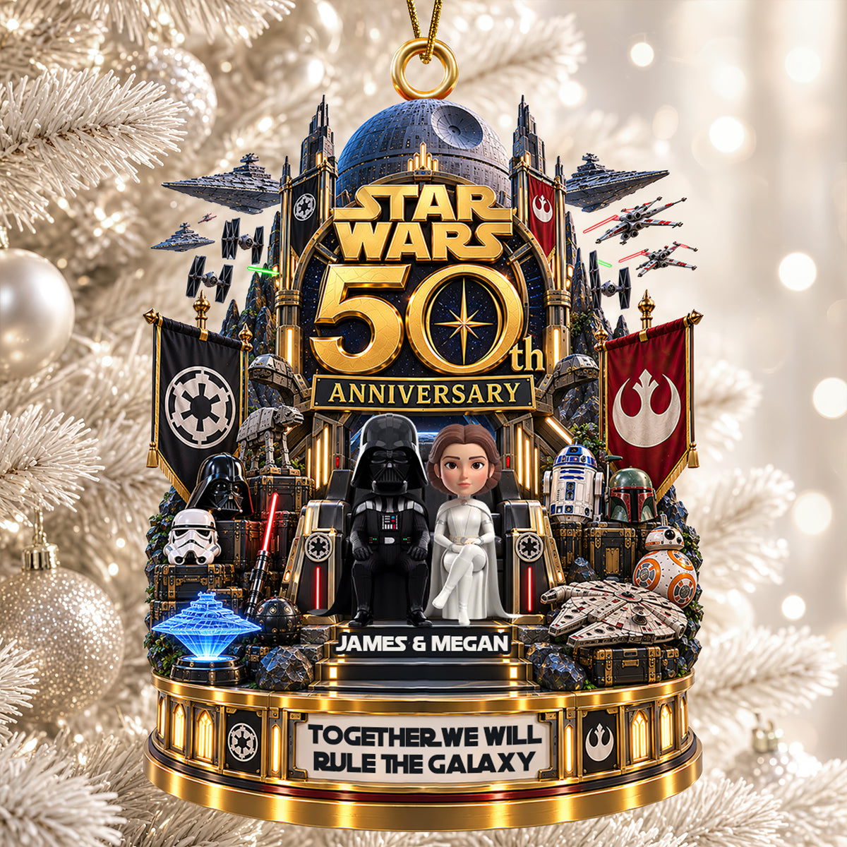Together, We Will Rule the Galaxy - Personalized Star Wars 50th Anniversary Couple Ornament
