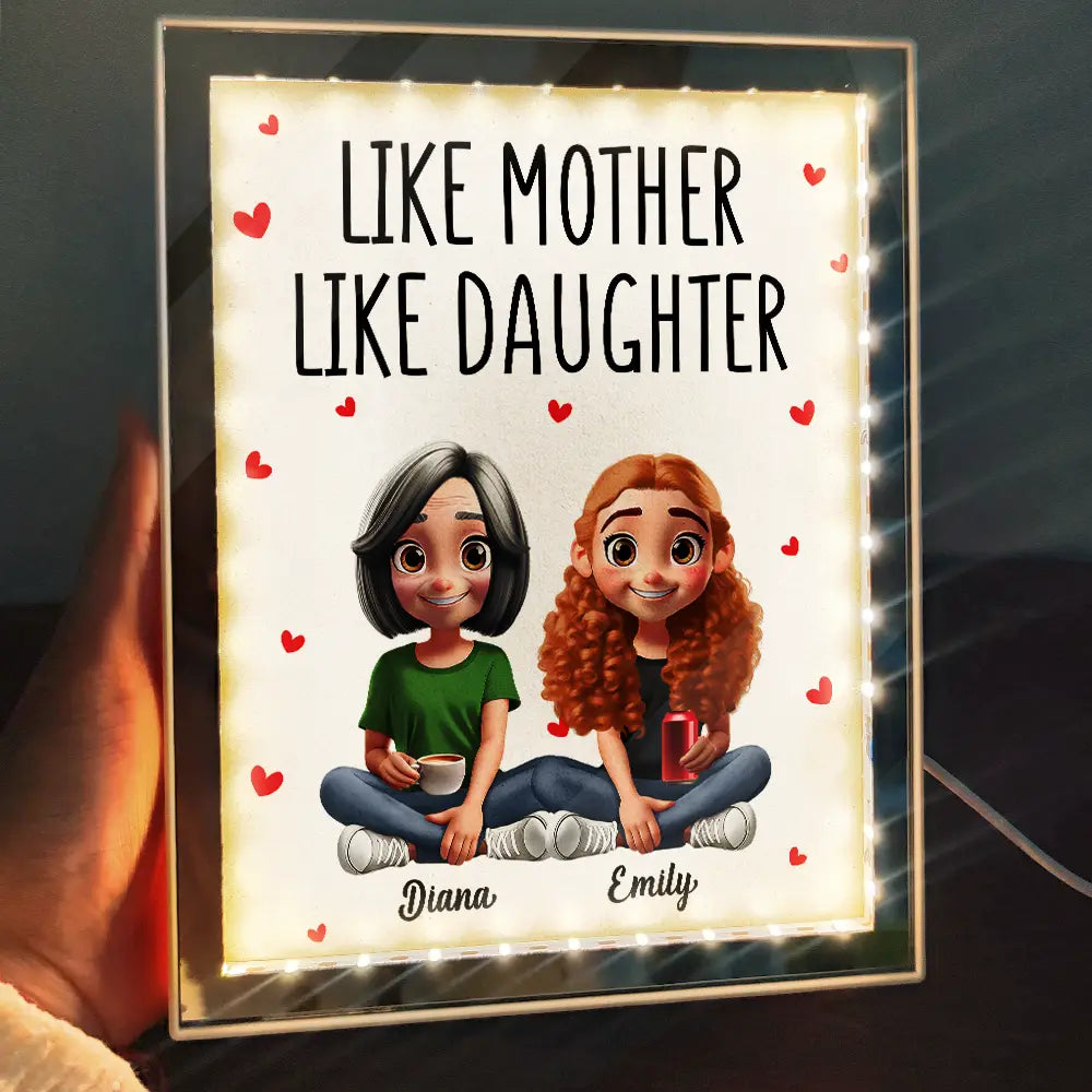Like Mother Like Daughters - Personalized LED Mirror Frame Lamp - A Meaningful Gift for Moms and Daughters Mirror Frame Lamp PopCulturePrints