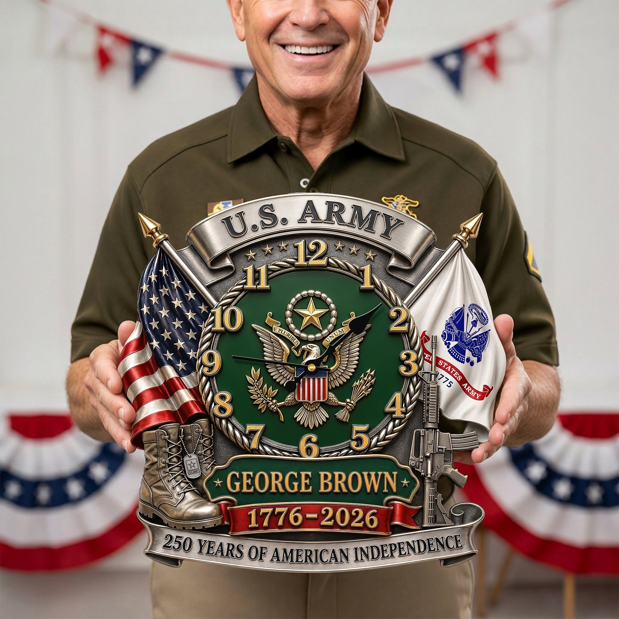 Celebrate Freedom: Personalized Pride of Veteran Wall Clock Hanging Wall Clock PopCulturePrints
