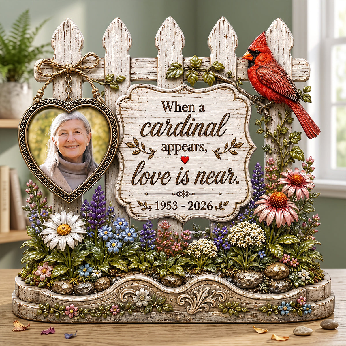 When a Cardinal Appears, Love is Near - Custom Photo Memorial Acrylic Plaque