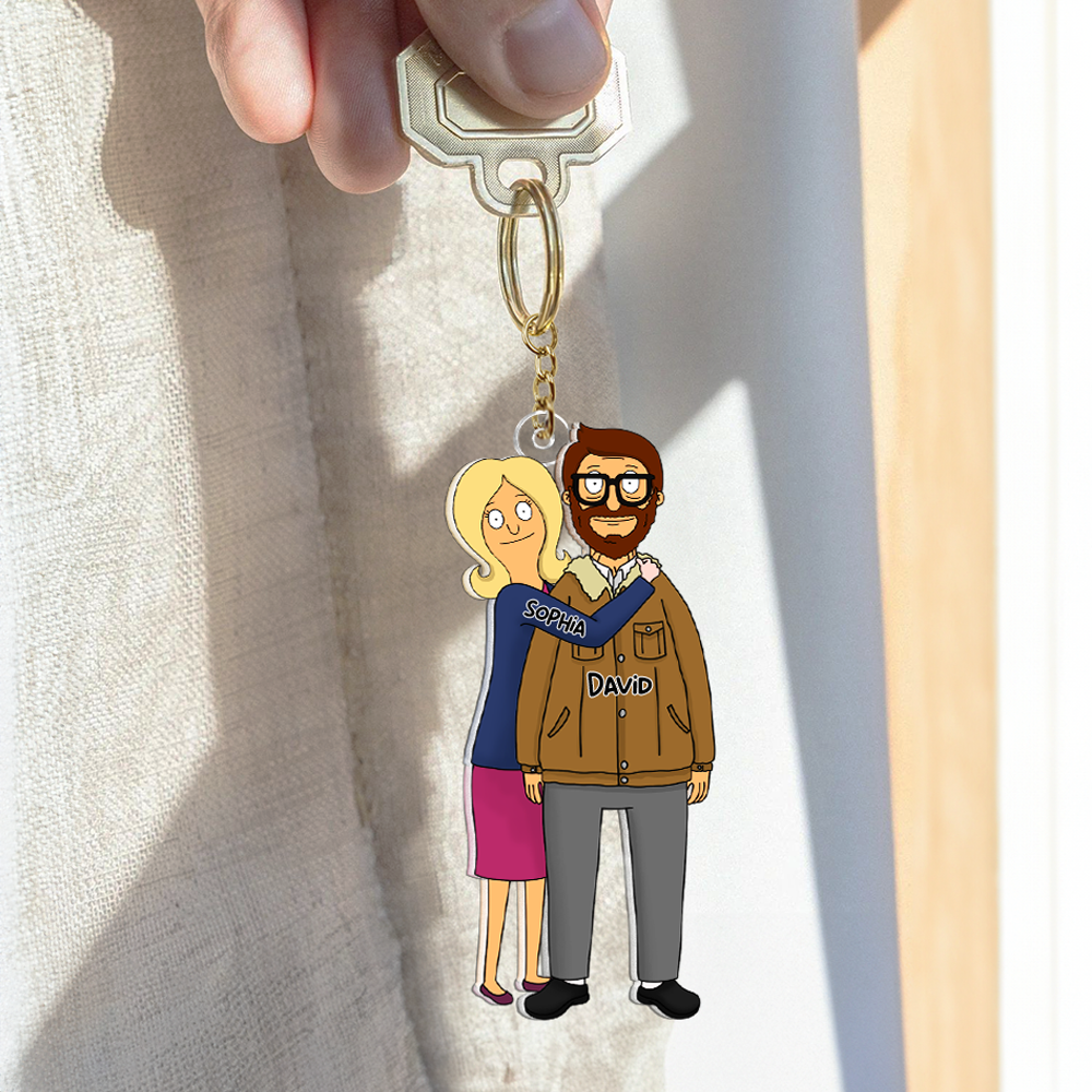 Personalized Cartoon Couple Keychain | Custom Valentine's Day Gifts Keychains PopCulturePrints