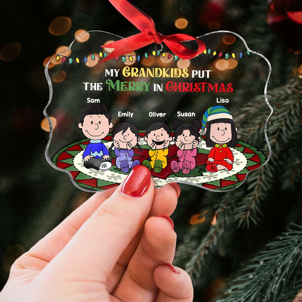 Personalized Grandkids Christmas Acrylic Ornament