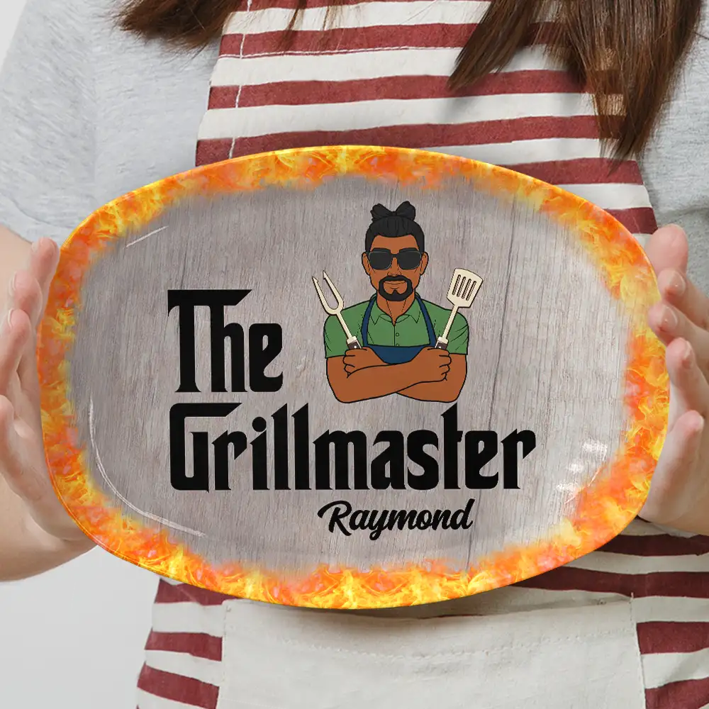 The GrillFather Master - Personalized Plate for the Ultimate BBQ Lover Plate PopCulturePrints