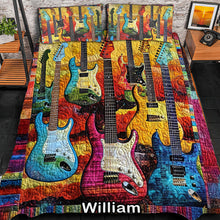 Load image into Gallery viewer, Personalized Guitar Lover&#39;s Quilt Bedding Set - Unique Gift for Music Fans Blanket PopCulturePrints
