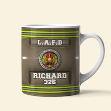 Load image into Gallery viewer, Personalized Firefighter Coffee Mug - Custom Logo and Name Coffee Mug PopCulturePrints
