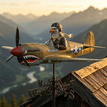 Load image into Gallery viewer, "Fly High with Style!" - Vintage Fighter Pilot Metal Weather Vane - Personalized Aviator Gift for Enthusiasts and Collectors Metal Signs PopCulturePrints
