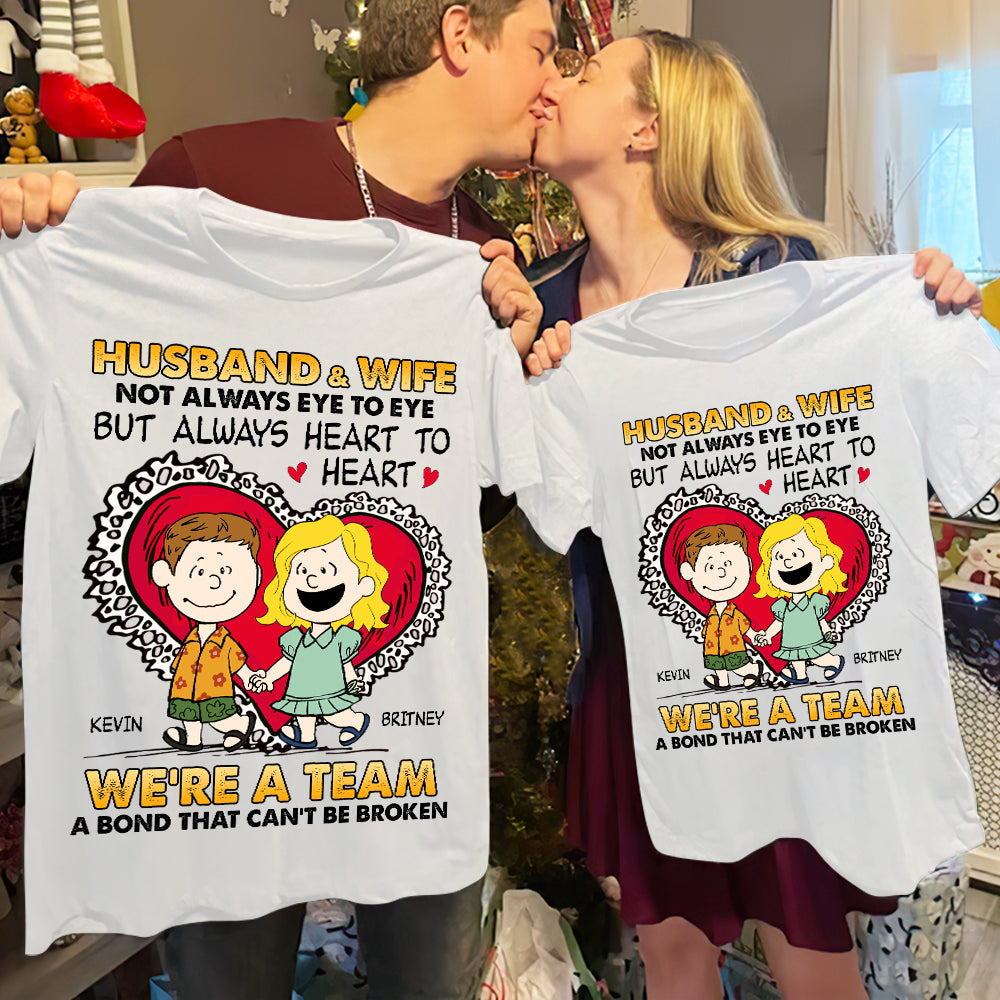 Personalized Cartoon Couple Shirts - Heart to Heart Design