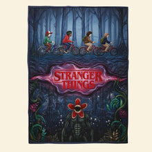 Load image into Gallery viewer, “Get Lost in the Horror” - Horror Forest Blanket - Personalized Gift for Fans of Stranger Things Blanket PopCulturePrints
