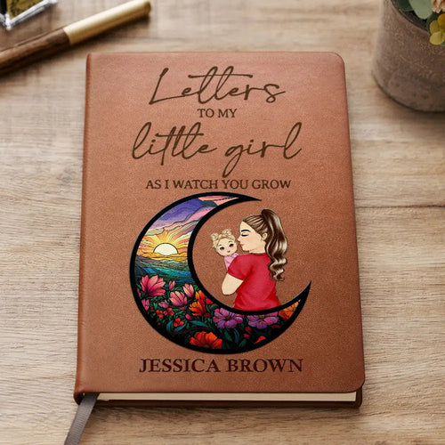 Letters to My Little Girl - Personalized Leather Journal | Unique Gift for Moms & Grandmas Leather Journal PopCulturePrints