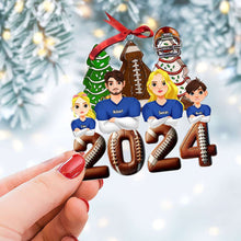 Load image into Gallery viewer, Personalized Football Family Christmas Ornament 2024 Ornament PopCulturePrints
