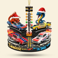 Load image into Gallery viewer, &quot;Rev Up Your Holiday Spirit!&quot; - Festive Rivalry Christmas Ornament - Personalized Gifts for Drag Racing Enthusiasts Ornament PopCulturePrints

