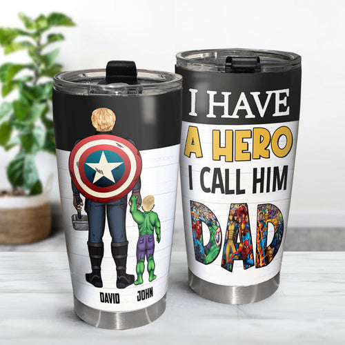 Custom Superhero Dad Tumbler - Personalized Gift Tumbler Cup PopCulturePrints