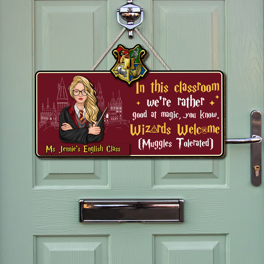 Personalized Wizard Classroom Sign - Magical Welcome for Muggles and Wizards