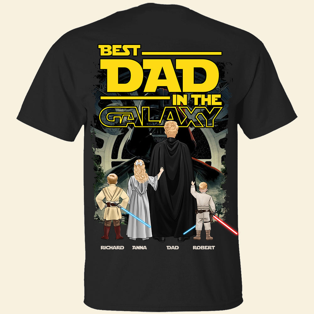 “Best Dad In The Galaxy” - Personalized Dad Shirt - Custom Gift for Fathers, Dads, and Grandfathers Shirts PopCulturePrints