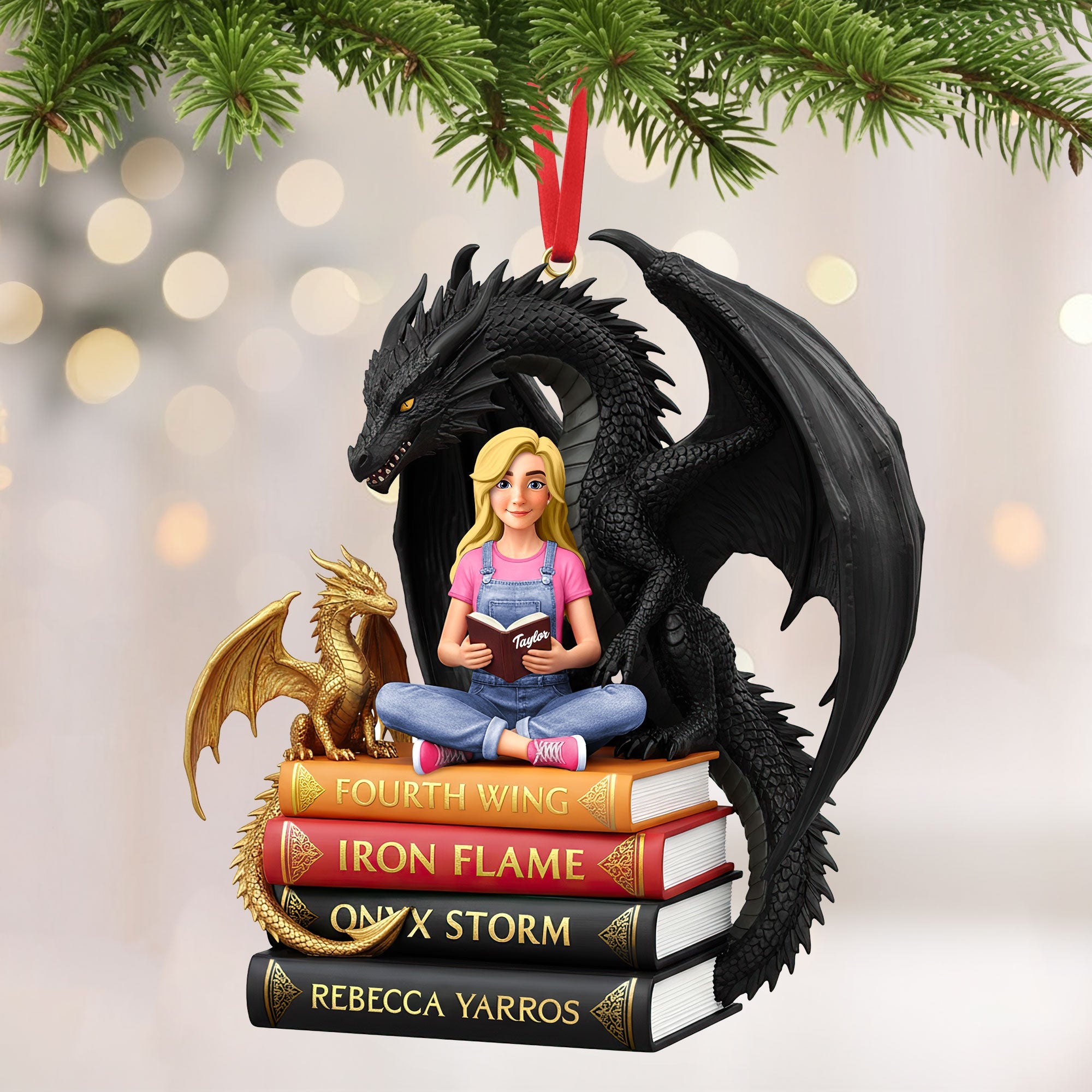 "Celebrate the Magic of Reading" - Personalized Book Lovers Christmas Ornament - Perfect Gift for Bookworms, Readers, and Fantasy Lovers Ornament PopCulturePrints
