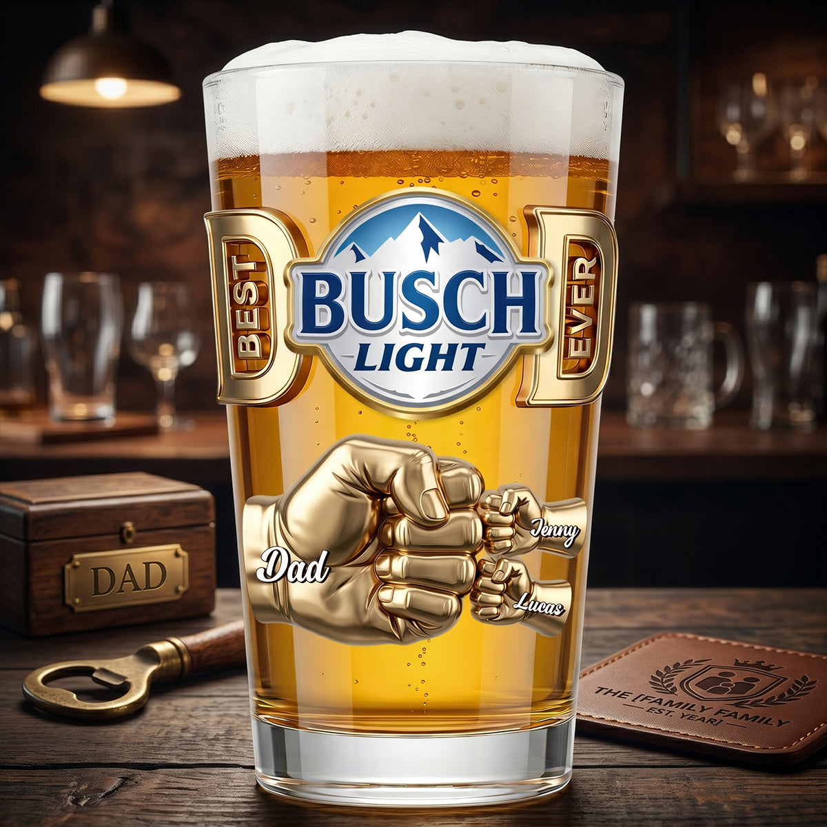 "Honoring the Man, the Myth, the Beer Dad" - Personalized Dad and Kids Tumbler Glass - Custom Gift for Dads, Grandpas and Beer Lovers Beer Glasses PopCulturePrints