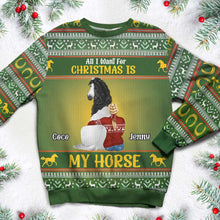 Load image into Gallery viewer, Personalized Horse Lover Christmas Sweater - Custom Ugly Holiday Gift AOP Products PopCulturePrints
