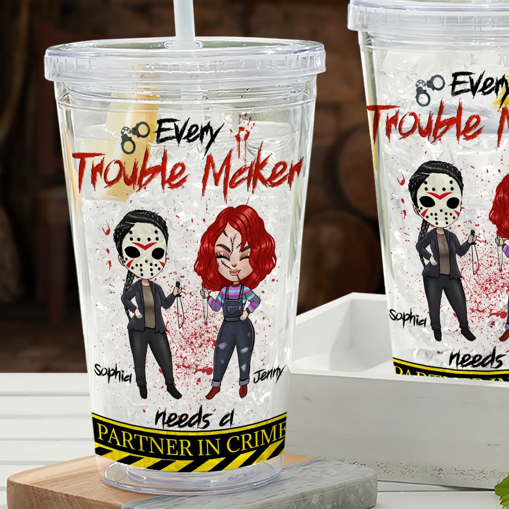Personalized 'Partner in Crime' Acrylic Tumbler - Fun Gift for Friends Tumbler Cup PopCulturePrints