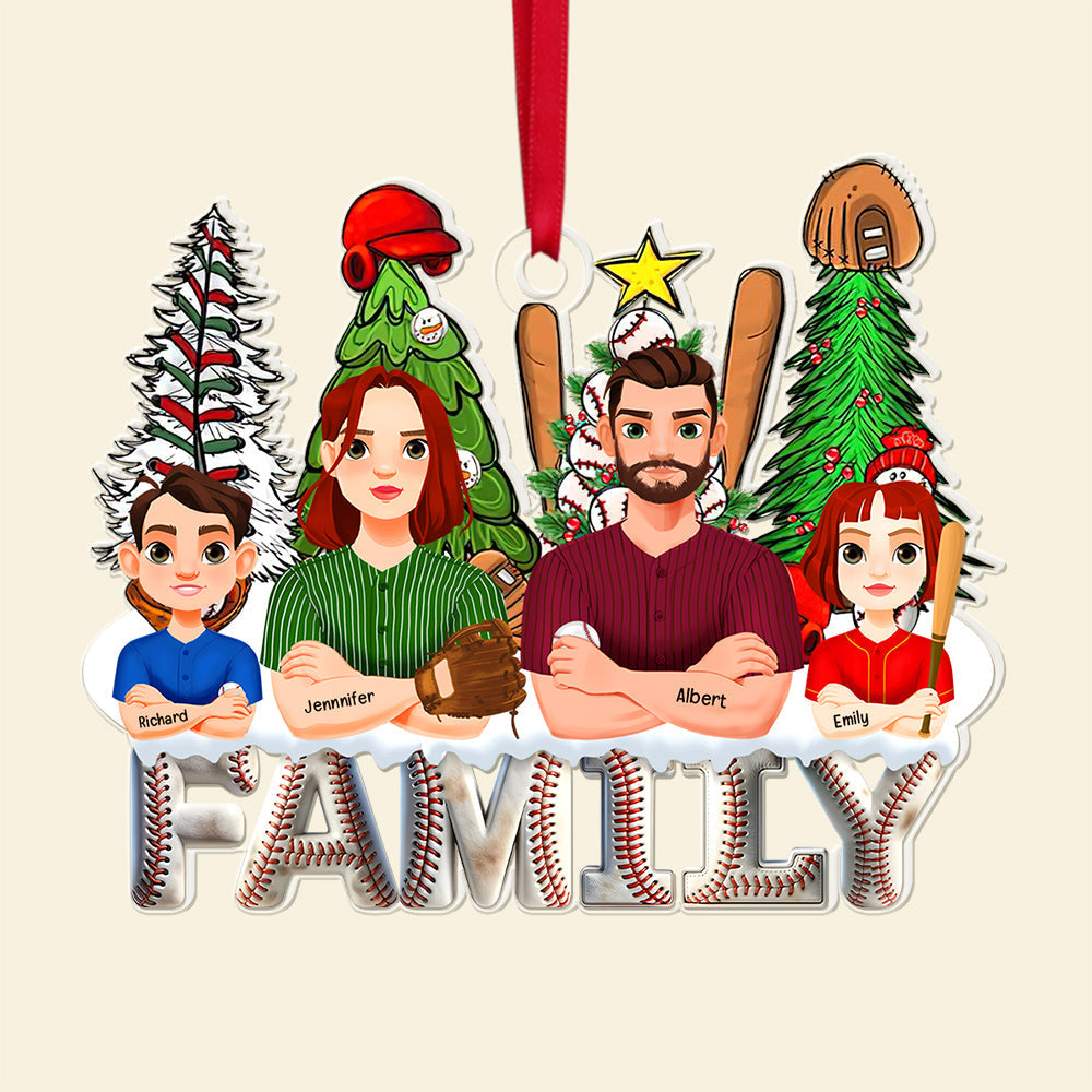 Personalized Baseball Family Acrylic Ornament - Custom Characters & Names Ornament PopCulturePrints