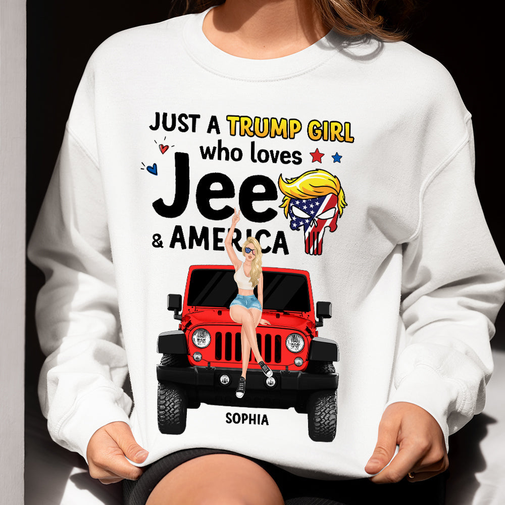 Personalized Just A Trump Girl Who Loves Jeeps & America T-Shirt