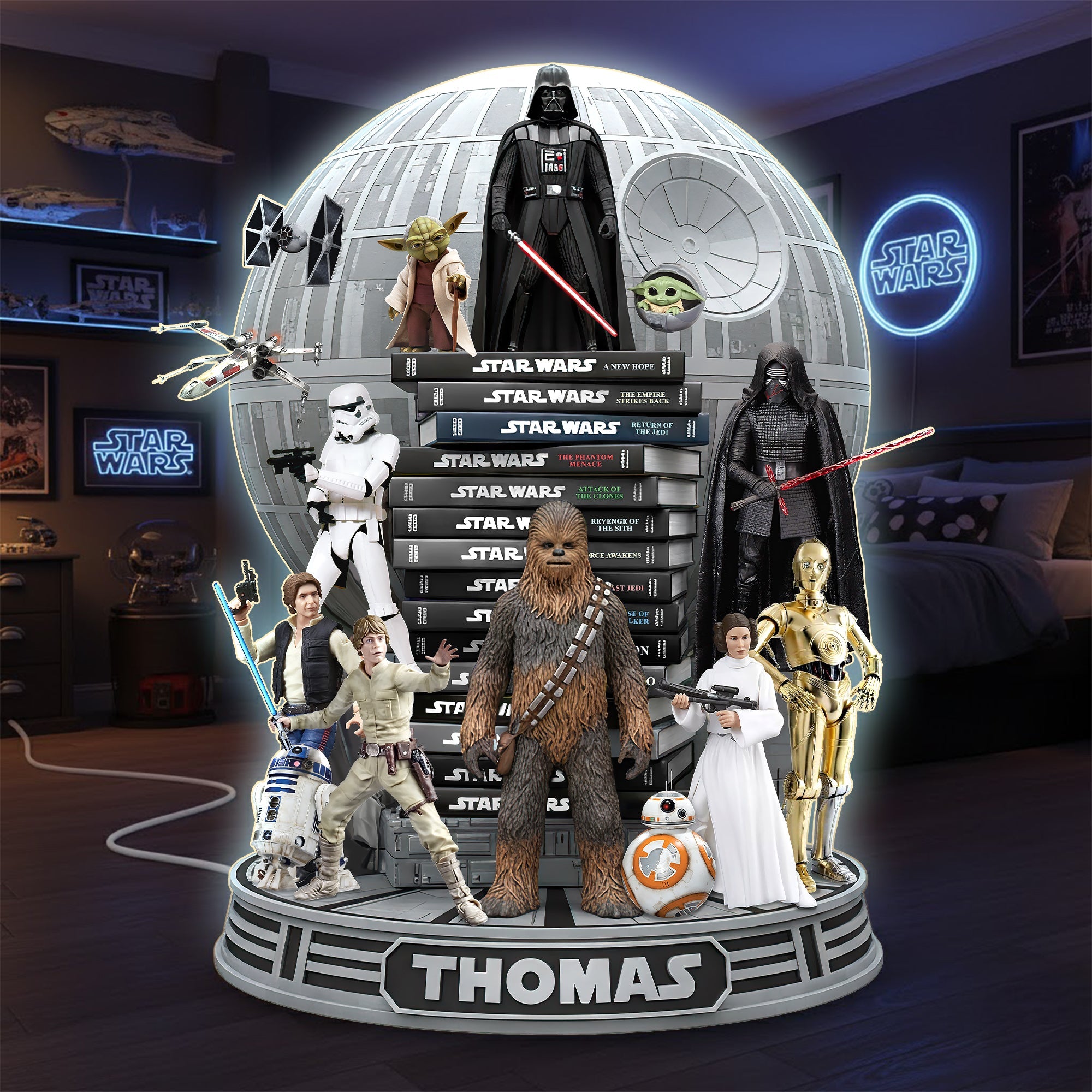 Embrace the Force: Personalized Epic Acrylic Light Box - Custom Gift for Star Wars Fans Light Box PopCulturePrints