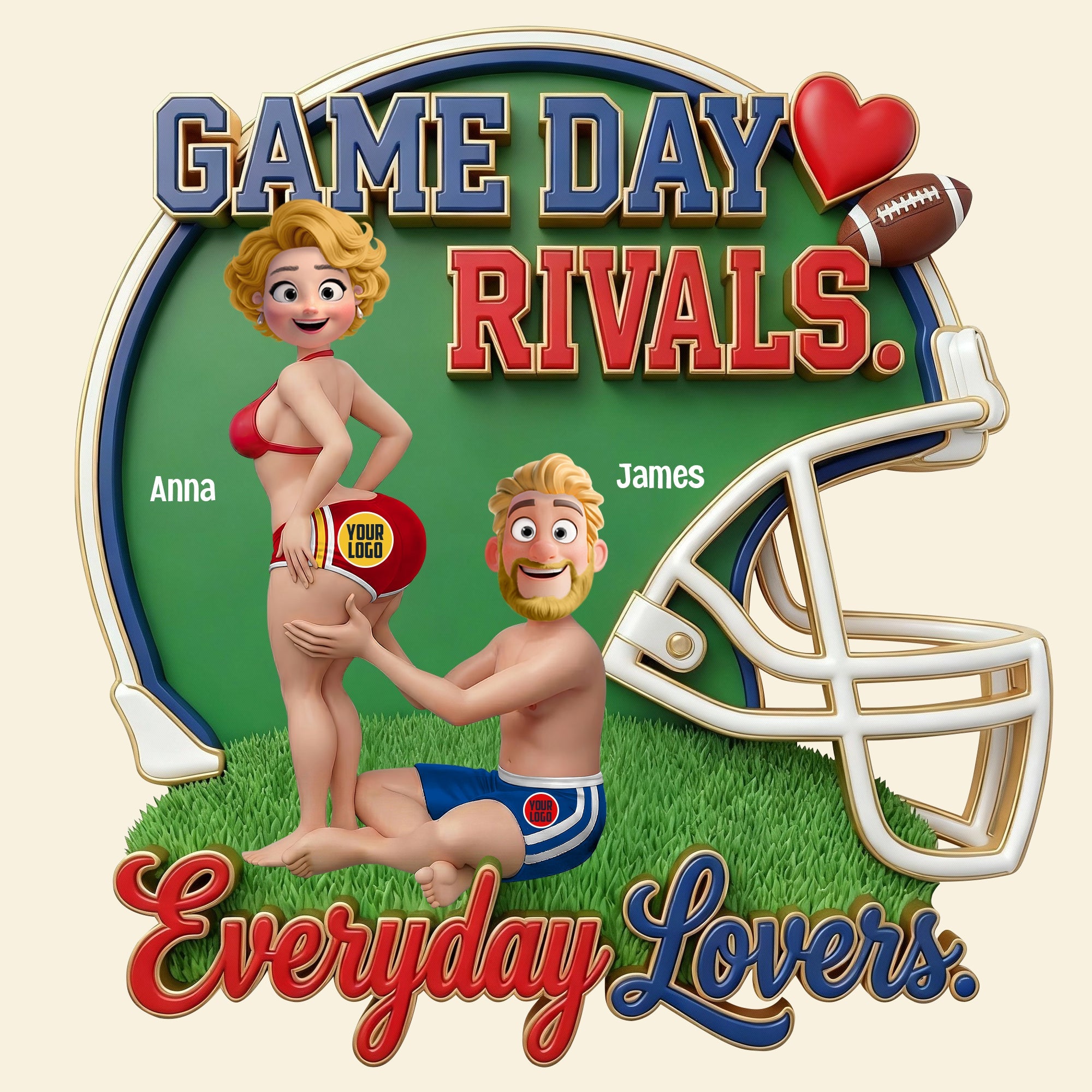 Game Day Rivals Couple Fridge Magnet - Custom Personalized Gift for Sporty Couples Fridge Magnet PopCulturePrints