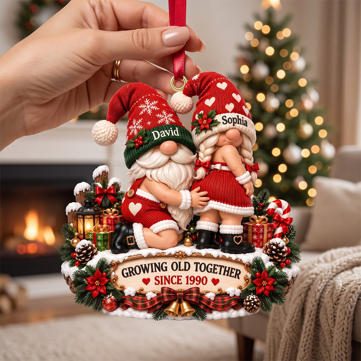 Growing Old Together - Personalized Cheeky Old Couple Ornament for Christmas