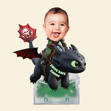 Load image into Gallery viewer, &quot;Drive Safe, Daddy!&quot; – Custom Dragon Riding Kid Standee - Personalized Gifts for Dad, Grandpa, Uncle, and More Shaking Head Standee PopCulturePrints

