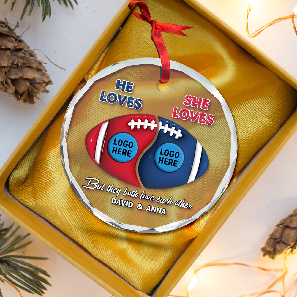 Personalized Football Couple Christmas Ornament - Perfect Valentine's Day Gifts Ornament PopCulturePrints