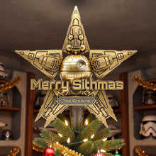 Load image into Gallery viewer, Merry Sithmas - Cosmic Acrylic Christmas Tree Topper for Star Wars Fans Ornament PopCulturePrints

