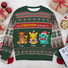 Load image into Gallery viewer, Personalized Ugly Christmas Sweater for Mom - Pokémom Edition Ugly Christmas Sweater PopCulturePrints
