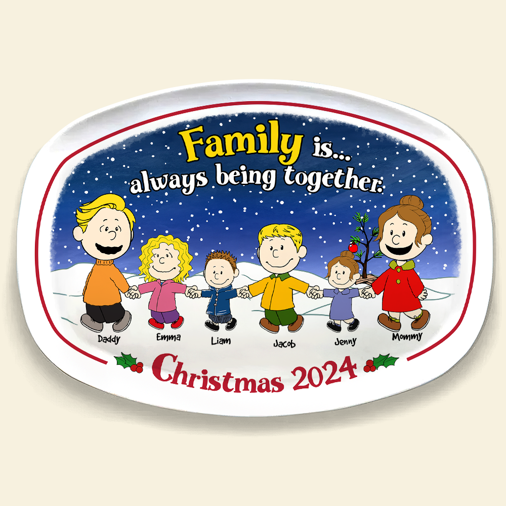 Personalized Family Cartoon Christmas Plate 2024 Plates PopCulturePrints
