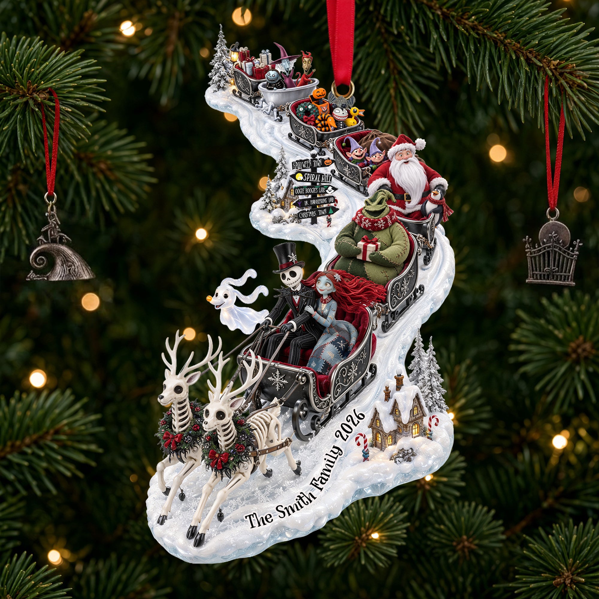 Bring Joy with Whimsical Sleigh Acrylic Ornament - Personalized Holiday Gift for Everyone Ornament PopCulturePrints