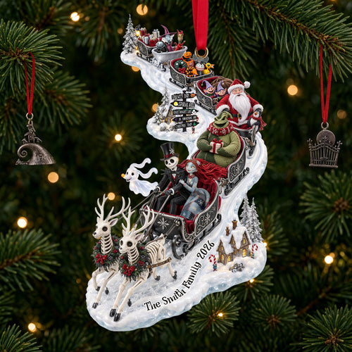 Bring Joy with Whimsical Sleigh Acrylic Ornament - Personalized Holiday Gift for Everyone Ornament PopCulturePrints