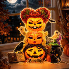 Load image into Gallery viewer, “Light Up Your Halloween Spirit!” - Personalized Pumpkin Friends Acrylic Light Box - A Unique Gift for Friends, Family &amp; Halloween Lovers Light Box PopCulturePrints
