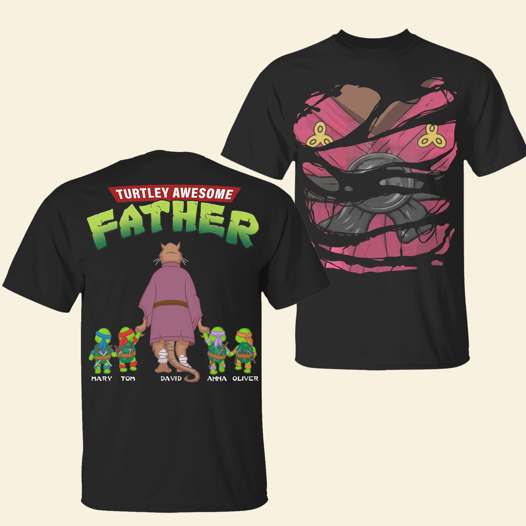 Turtley Awesome Father Shirt - Personalized Gift for Dad Shirts PopCulturePrints
