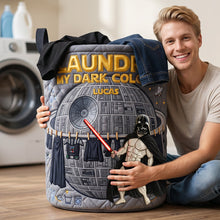 Load image into Gallery viewer, “May the Laundry Be with You!” - Fun Sorting Laundry Loads Quilted Laundry Basket - Personalized Gift for Star Wars Fans
