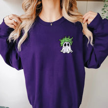 Load image into Gallery viewer, Spooky Green-Haired Ghost Halloween Sweatshirt For Horror Fans
